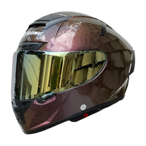 Casco XTR-326 ECE-2205 Xtrong foto-morado-dorado brillo SP negro-mate visor dorado XL