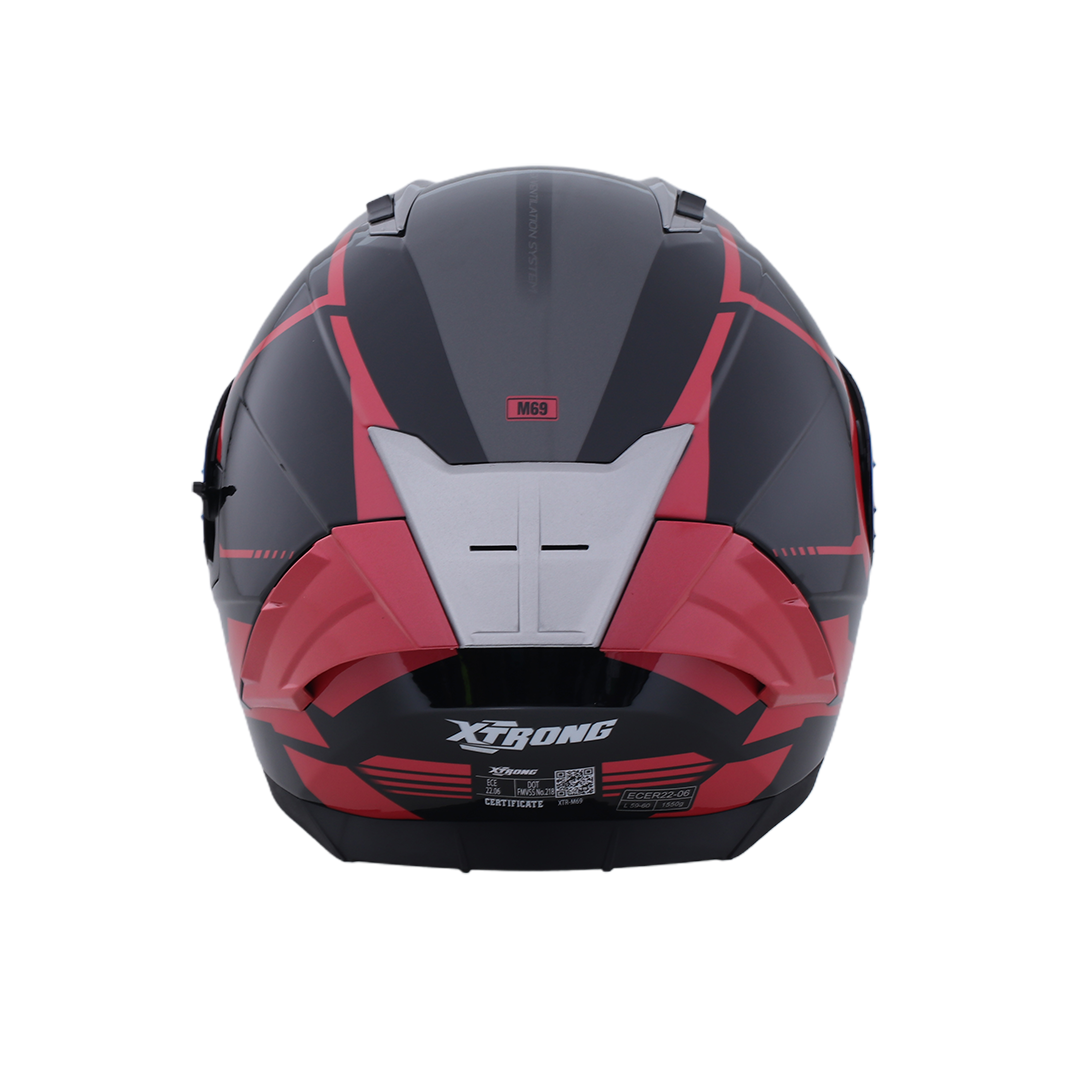 Casco XTR-M69 SET ECE-2206 Xtrong glitch rojo brillo visor rojo L - Imagen 3