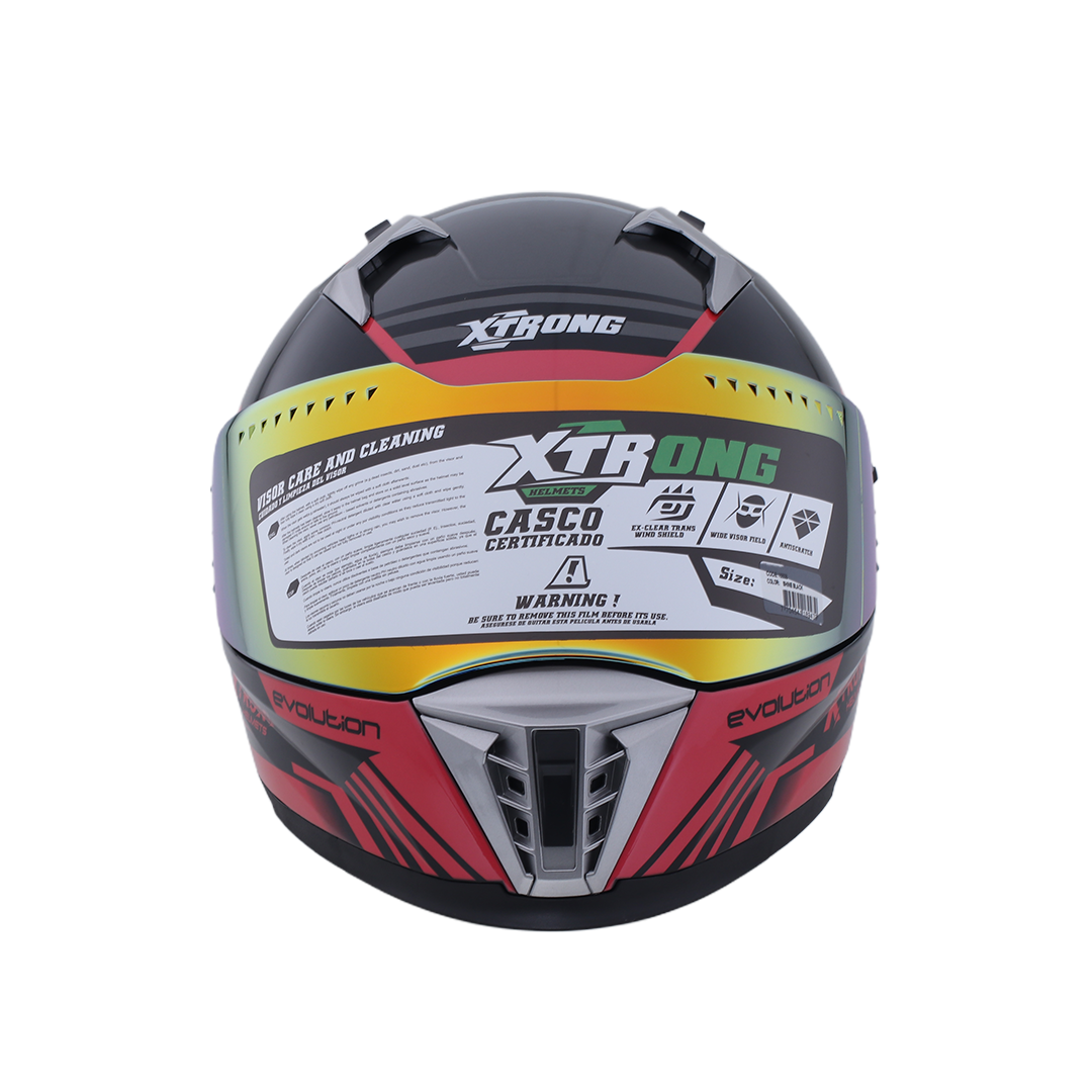 Casco XTR-M69 SET ECE-2206 Xtrong glitch rojo brillo visor rojo L
