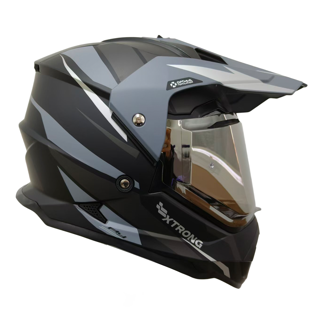 Casco XTR-902 ECE-2206 Xtrong fly negro-gris mate visor plateado M