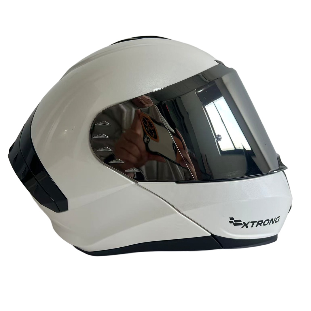 Casco XTR-918 ECE-2206 Xtrong blanco brillo SP negro-brillo visor plateado L - Imagen 3