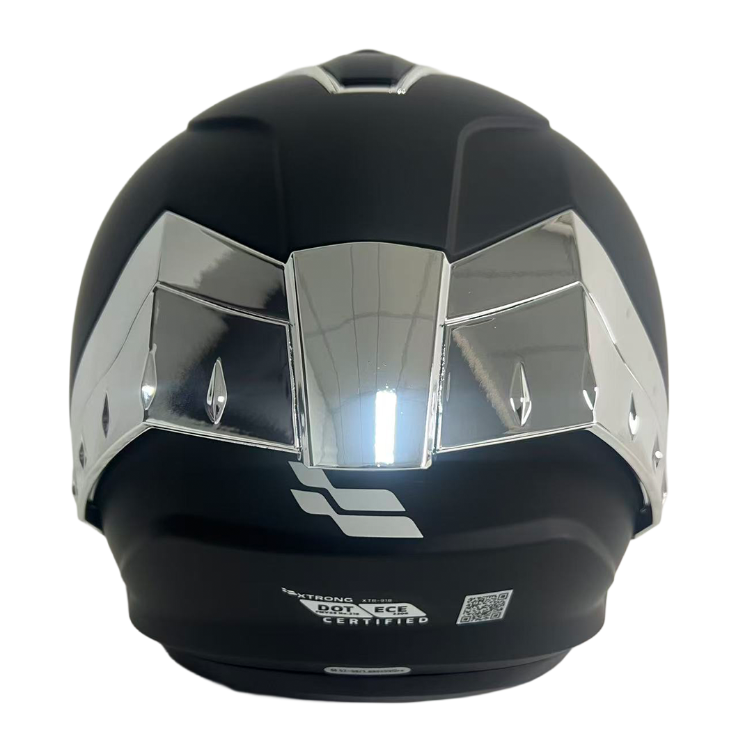 XTR-918 ECE-2206 XTRONG NEGRO MATE SP PLATEADO-CROMADO VISOR PLATEADO XL - Imagen 4