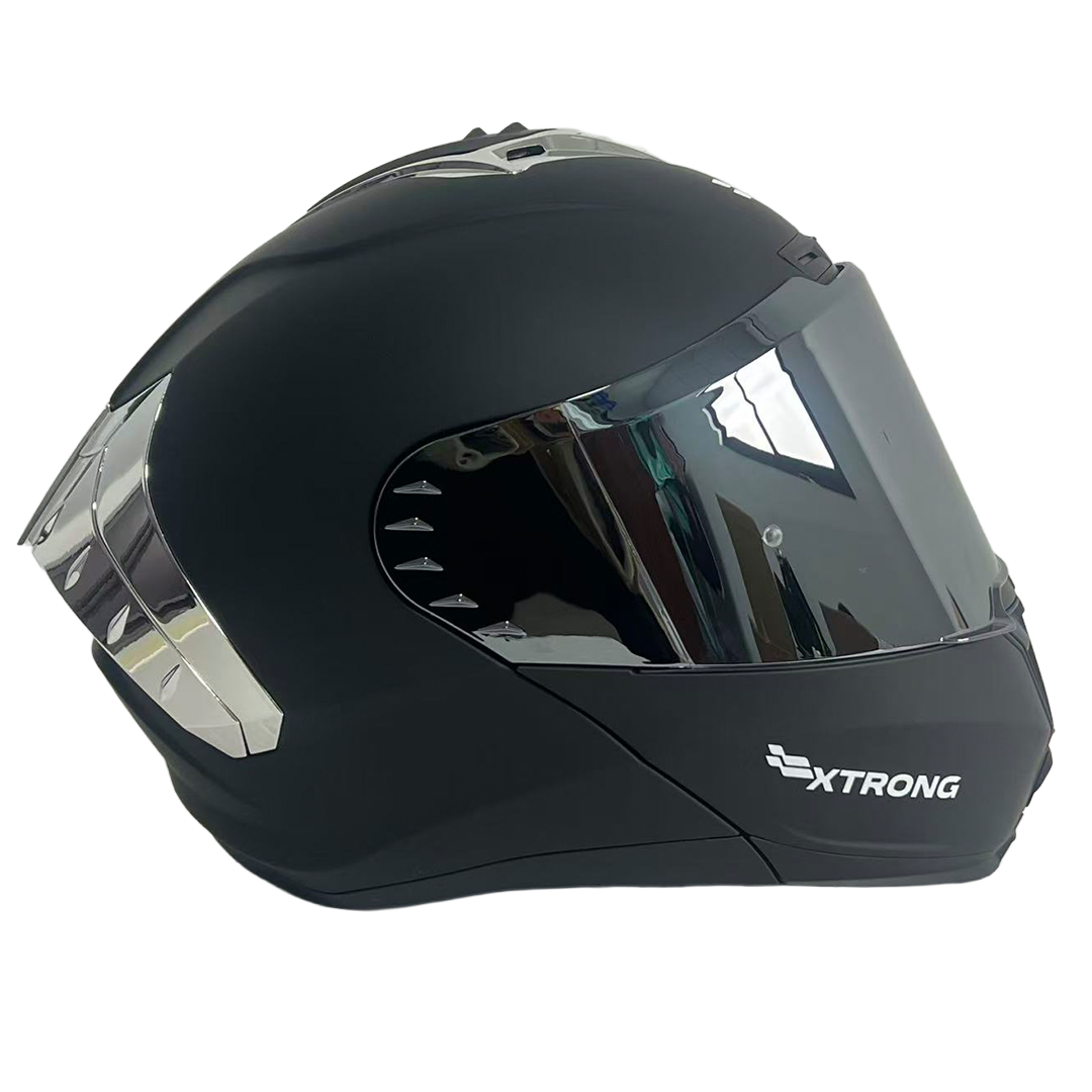 XTR-918 ECE-2206 XTRONG NEGRO MATE SP PLATEADO-CROMADO VISOR PLATEADO XL - Imagen 3