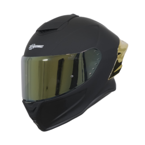 Casco XTR-820 SET ECE-2206 Xtrong negro mate SP dorado-cromado visor dorado XL