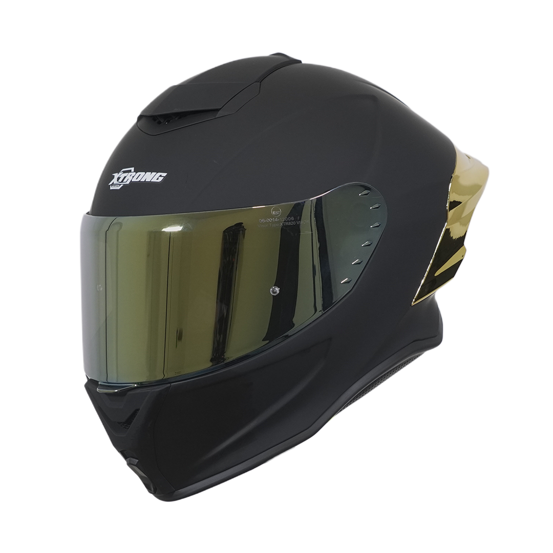Casco XTR-820 SET ECE-2206 Xtrong negro mate SP dorado-cromado visor dorado XL