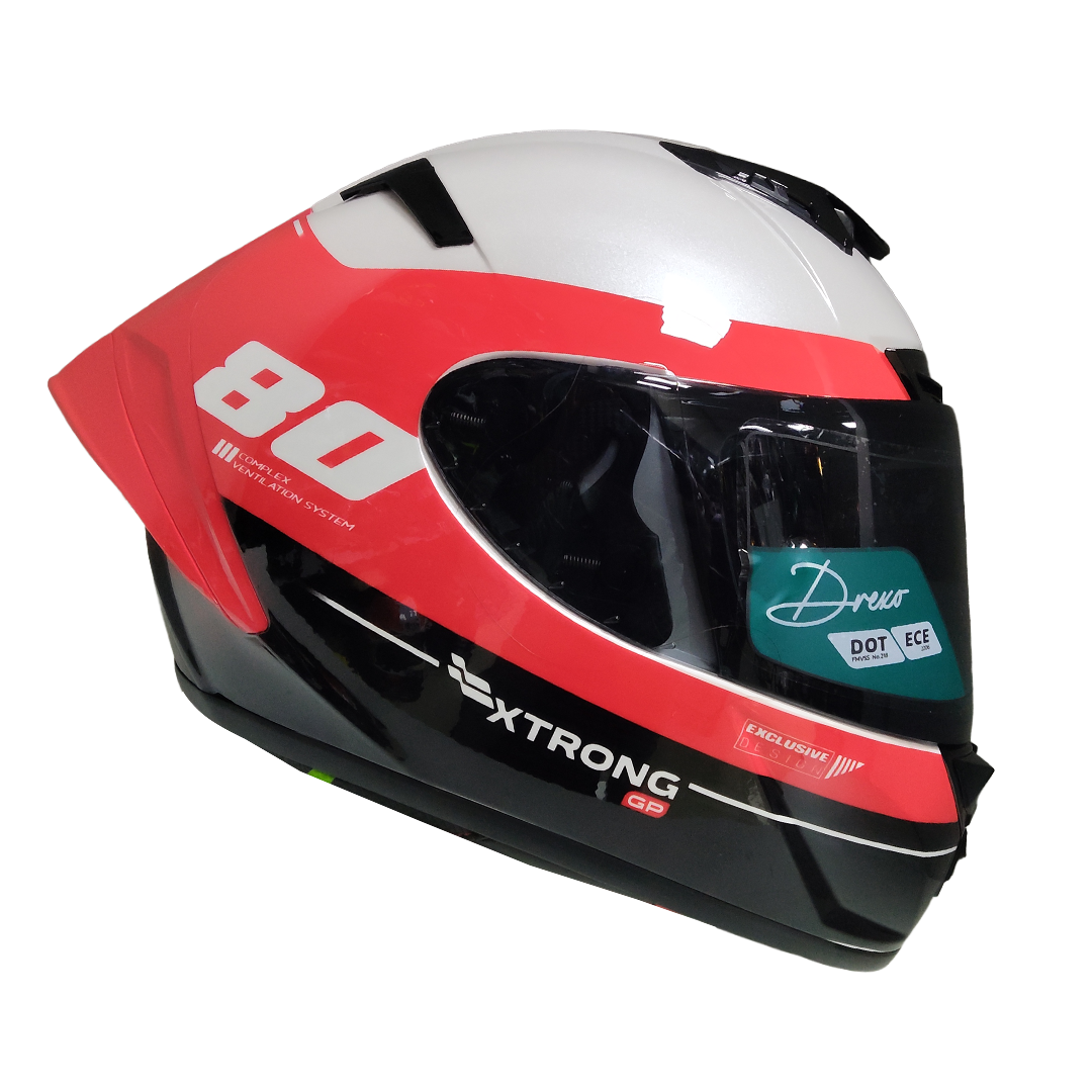 XTR-DREXO ECE-2206 XTRONG-GP AYRTON ROJO BRILLO VISOR HUMO XL - Imagen 2