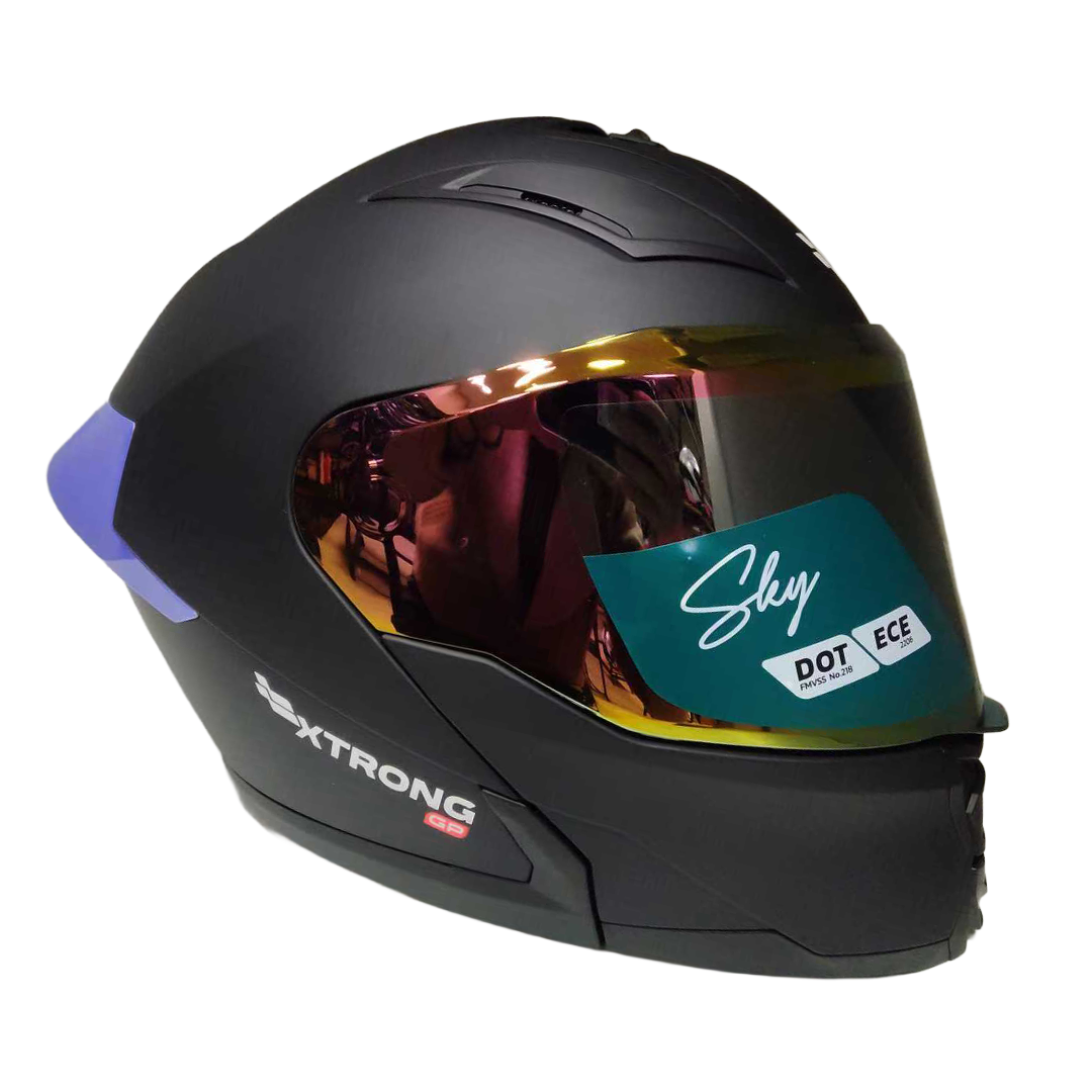 Casco XTR-SKY ECE-2206 Xtrong GP negro mate SP morado-brillo visor morado S