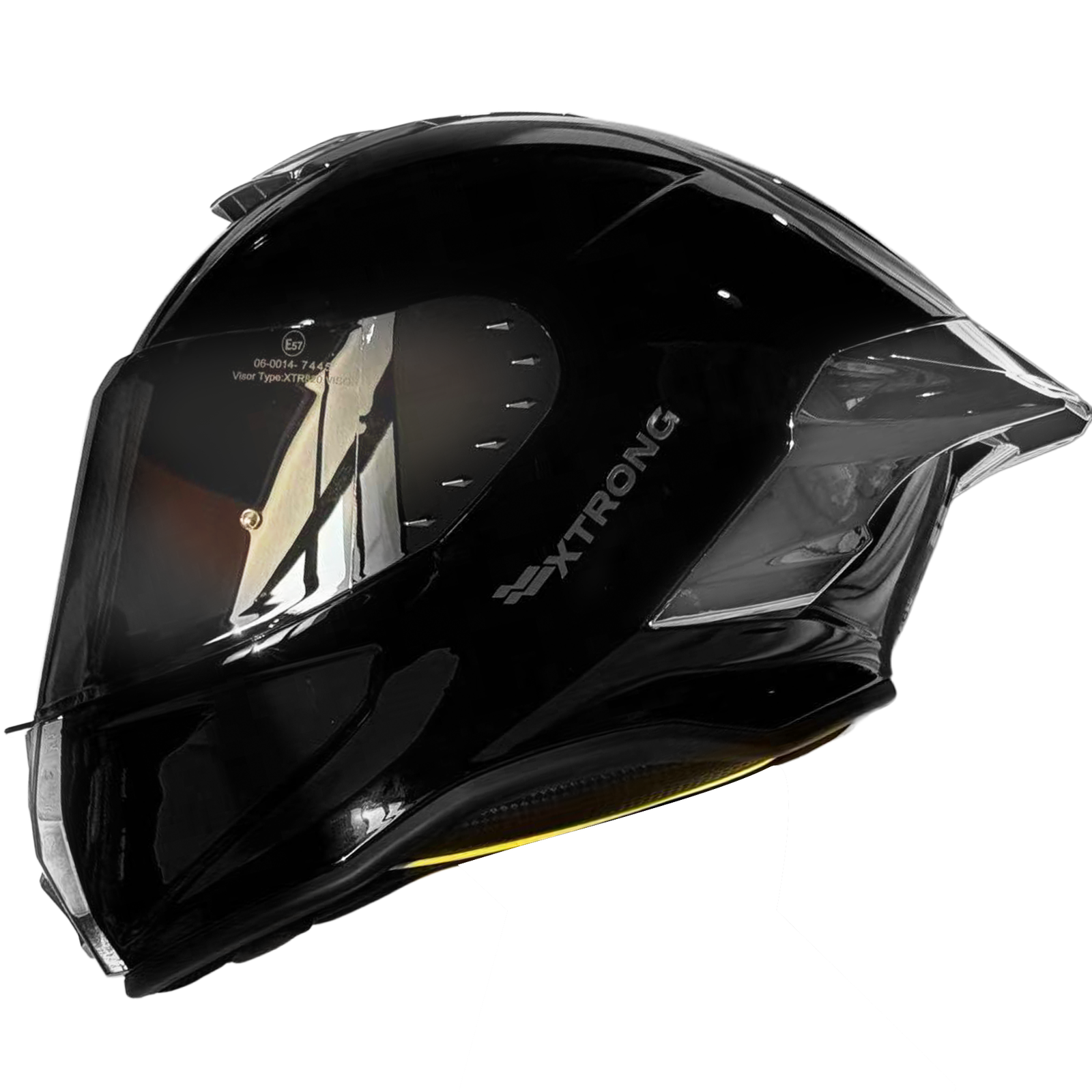 Casco XTR-820 ECE-2206 Xtrong negro brillo SP plateado-cromado visor plateado XL