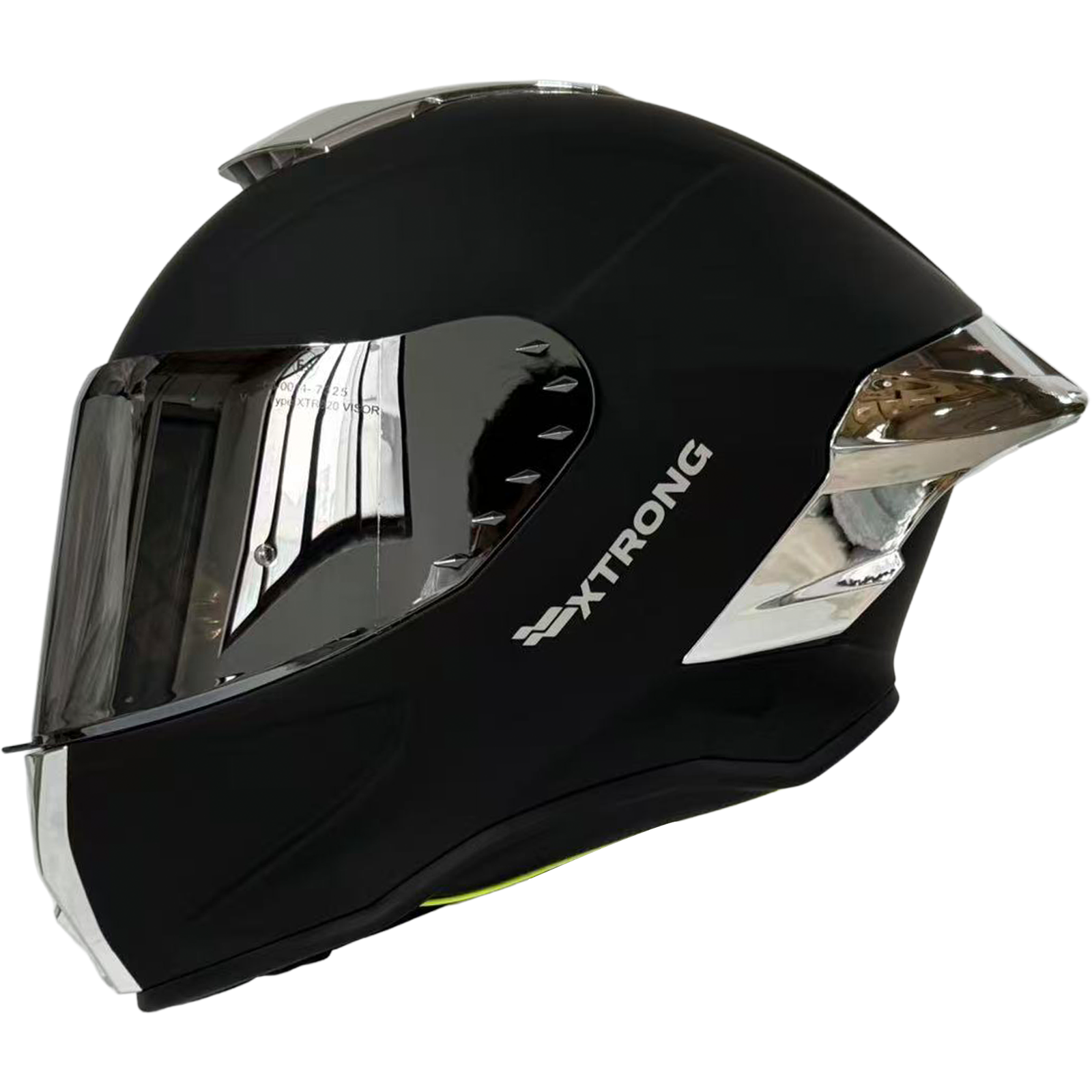 Casco XTR-820 ECE-2206 Xtrong negro mate SP plateado-cromado visor plateado XL