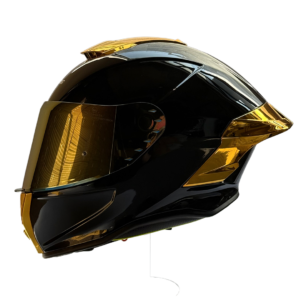 XTR-820 SET ECE-2206 XTRONG NEGRO BRILLO SP DORADO-CROMADO VISOR DORADO XL