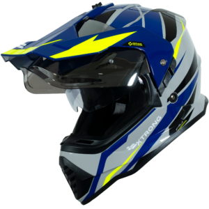 Casco XTR-902 ECE-2206 Xtrong fly gris-azul brillo visor plateado M