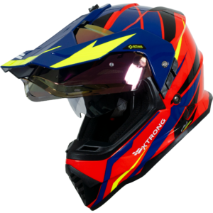Casco XTR-902 ECE-2206 Xtrong fly rojo-azul brillo visor rojo M