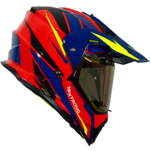 Casco XTR-902 ECE-2206 Xtrong fly rojo-azul brillo visor rojo M