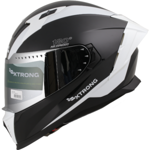 Casco XTR-M69 ECE-2206 Xtrong boost negro-blanco brillo visor plateado XL