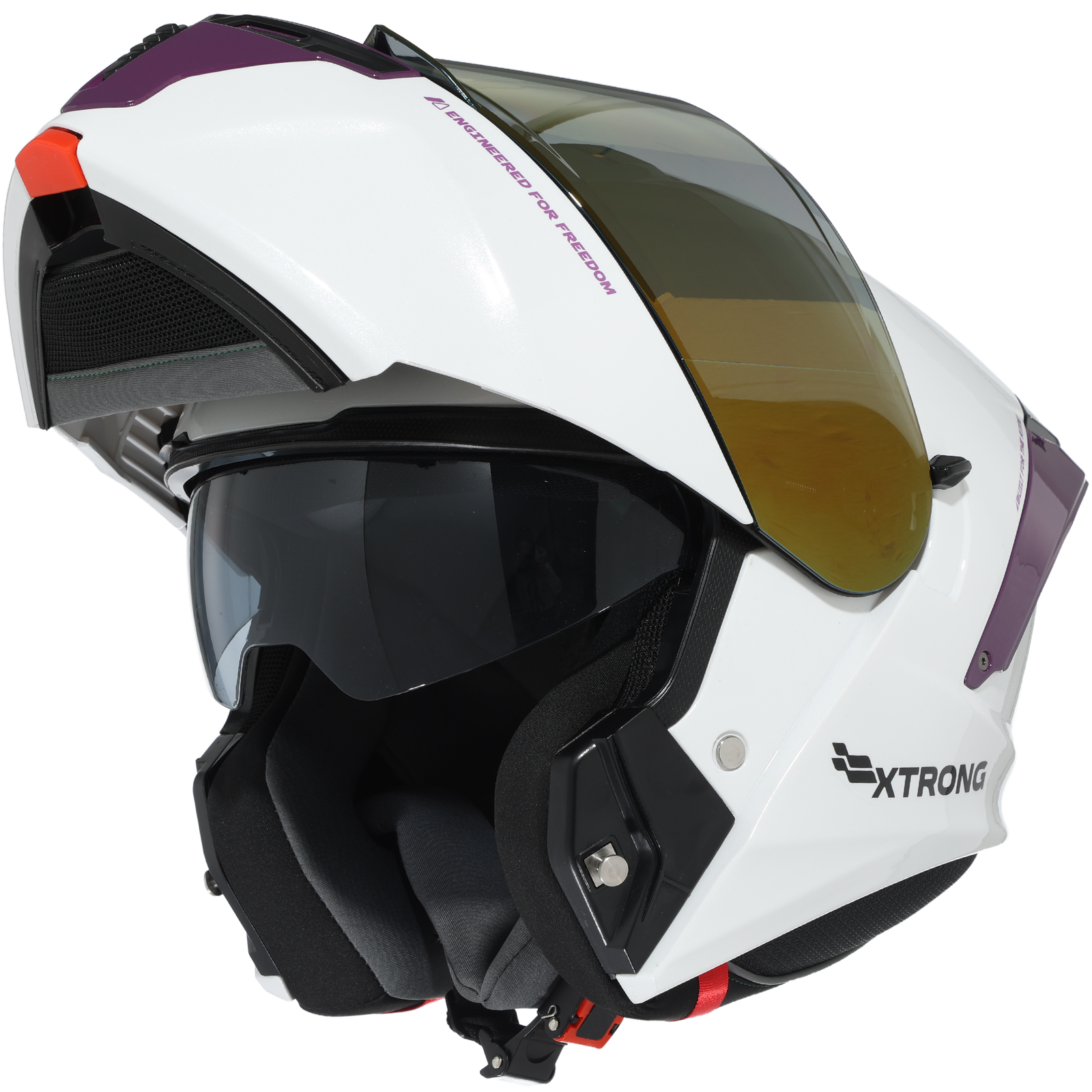 Casco XTR-PHANTOM ECE-2206 Xtrong storm blanco-morado brillo visor morado M