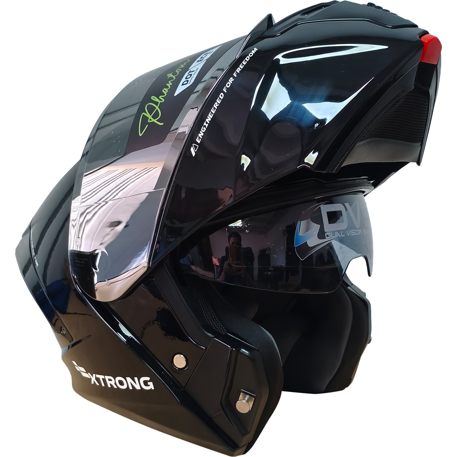 Casco XTR-PHANTOM ECE-2206 Xtrong storm negro brillo visor plateado M