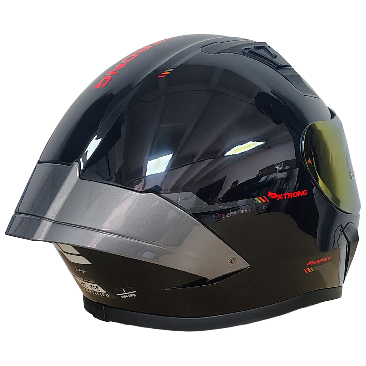Casco XTR-RANGER ECE-2206 Xtrong racecraft negro brillo visor rojo L - Imagen 2