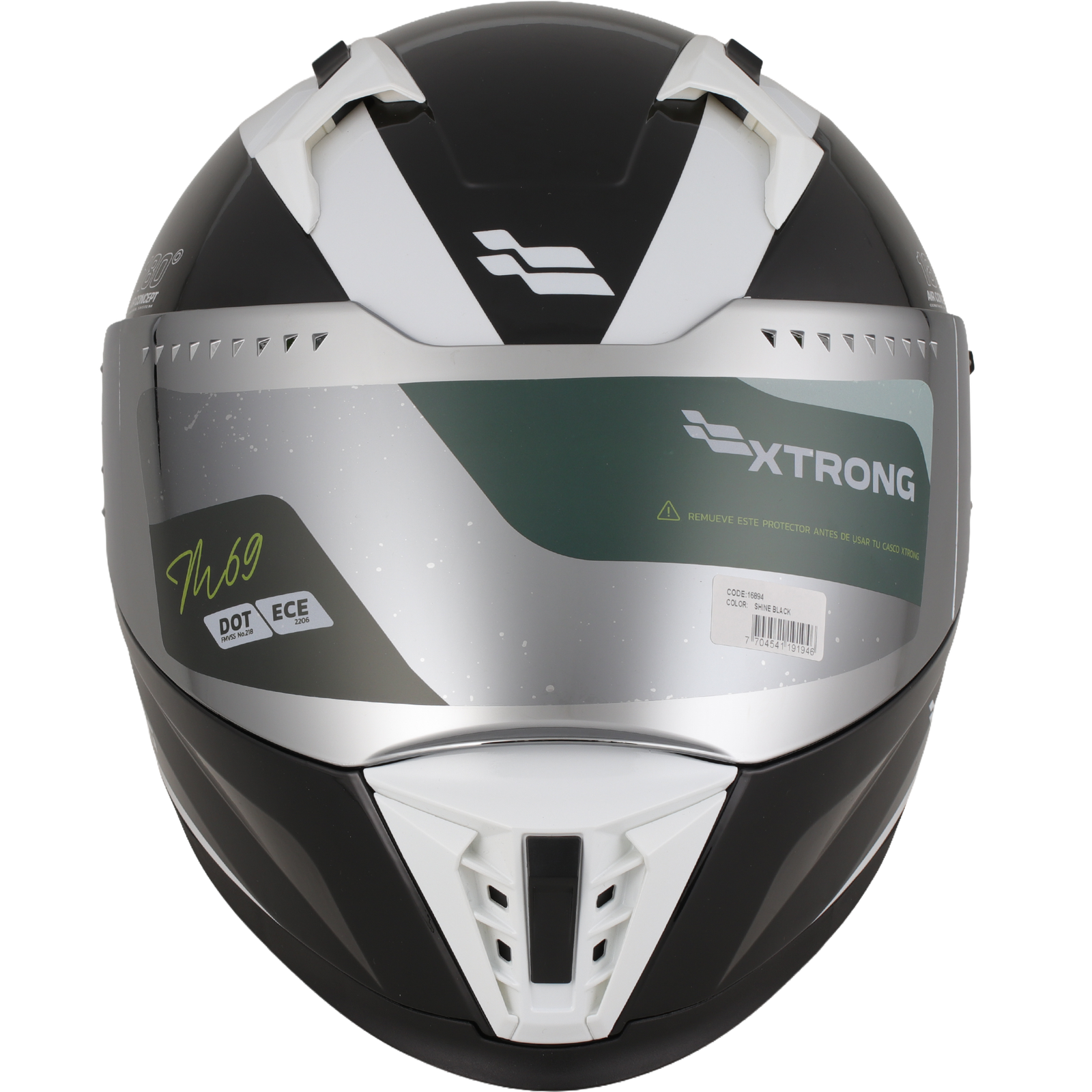 Casco XTR-M69 ECE-2206 Xtrong boost negro-blanco brillo visor plateado XL - Imagen 3