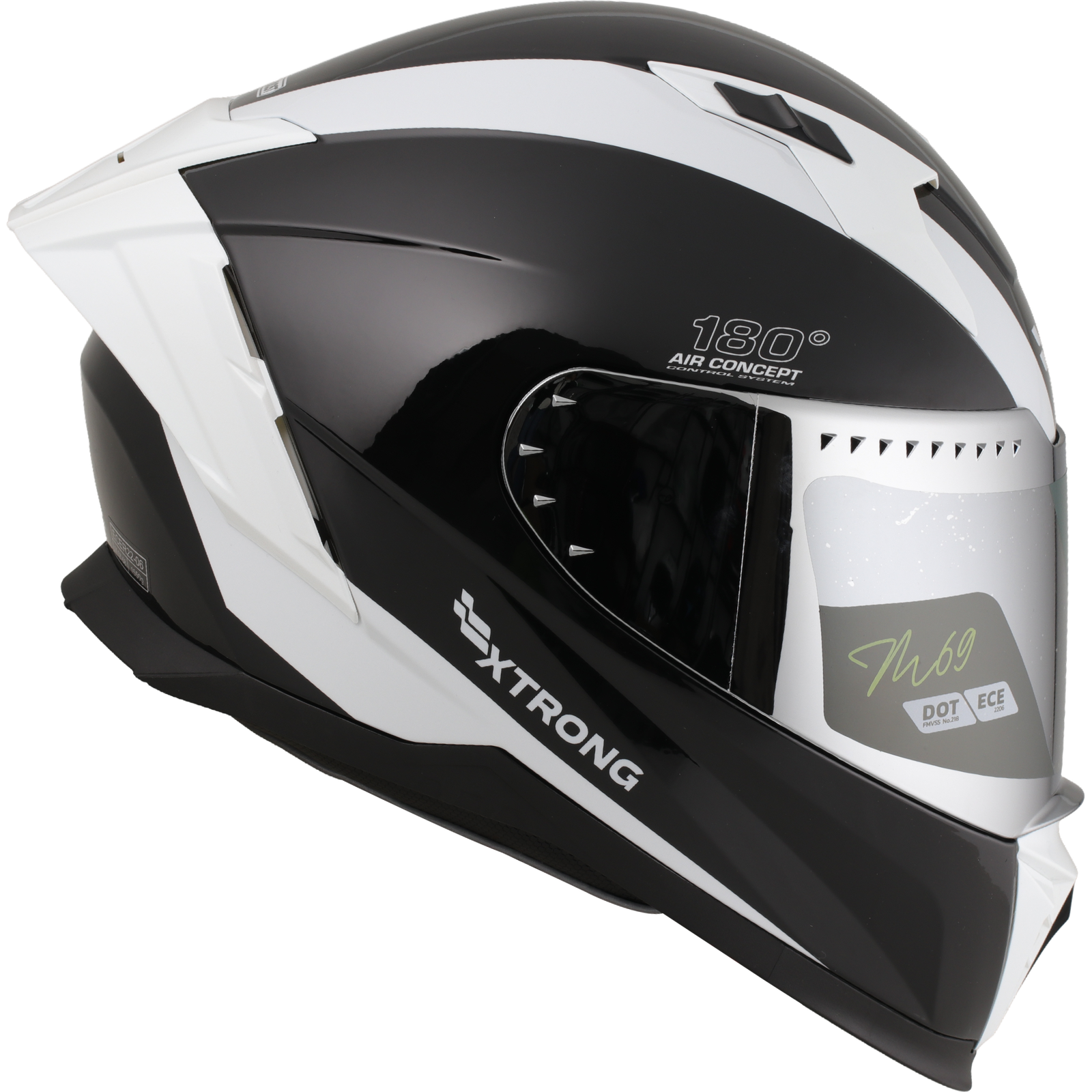 Casco XTR-M69 ECE-2206 Xtrong boost negro-blanco brillo visor plateado XL - Imagen 4
