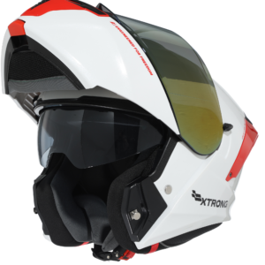 Casco XTR-PHANTOM ECE-2206 Xtrong storm blanco-rojo brillo visor rojo M