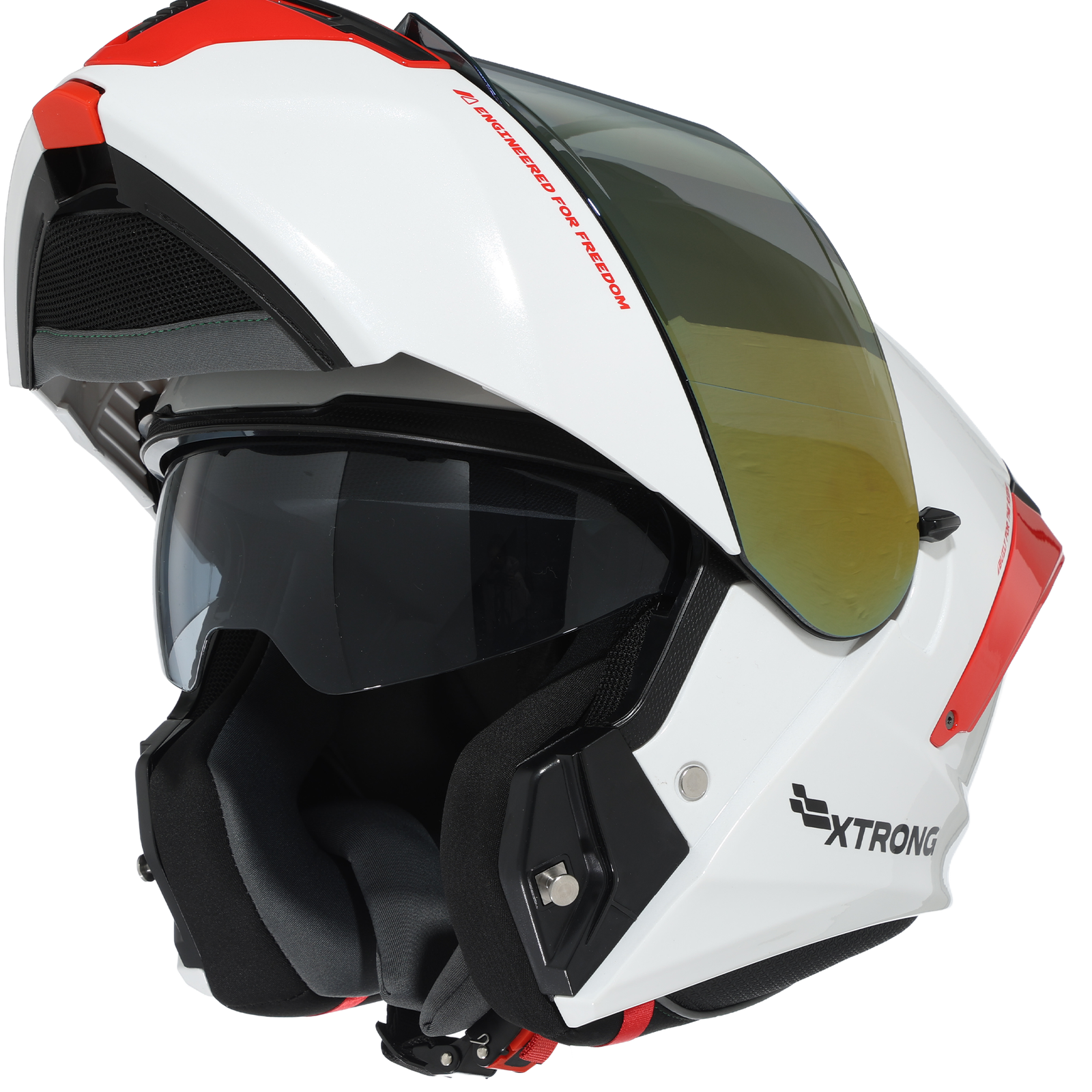 Casco XTR-PHANTOM ECE-2206 Xtrong storm blanco-rojo brillo visor rojo XL
