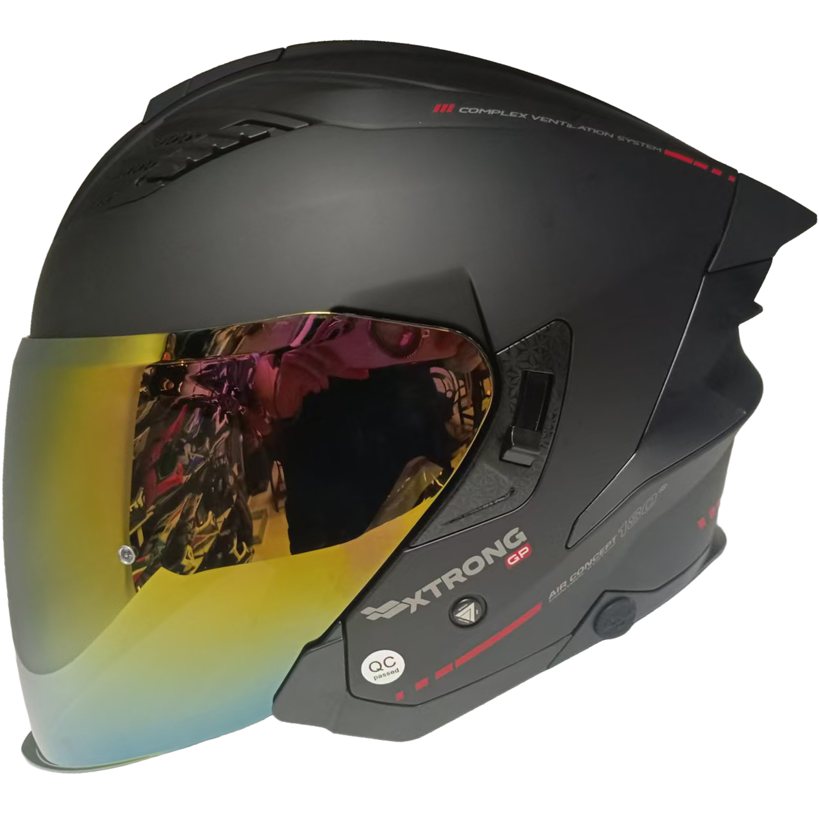 Casco Abierto XTR-CUP Negro-Rojo Talla M | SKU 17668