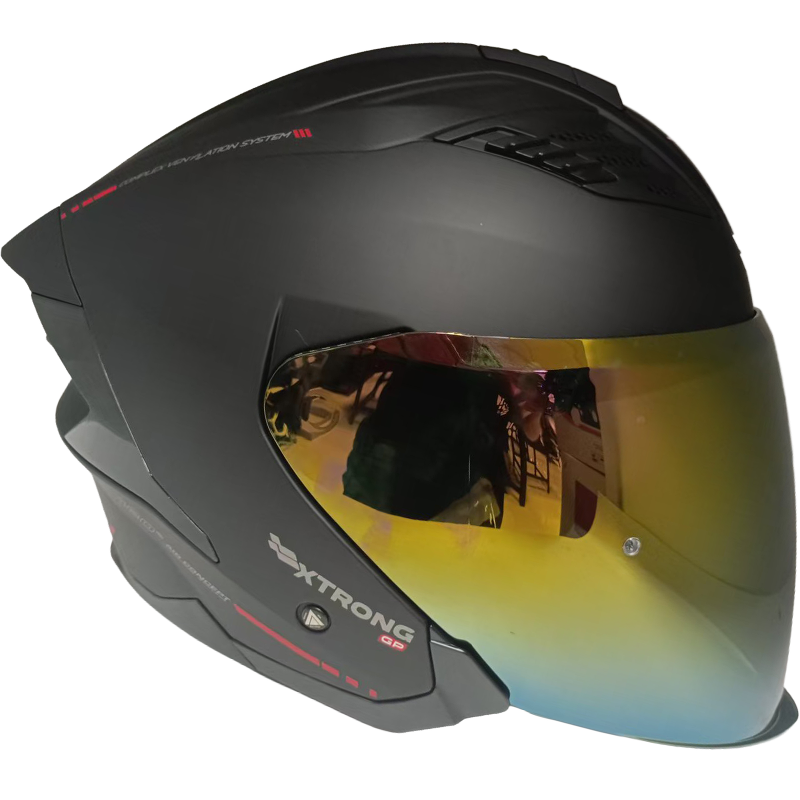 Casco Abierto XTR-CUP Negro-Rojo Talla M | SKU 17668 - Imagen 4