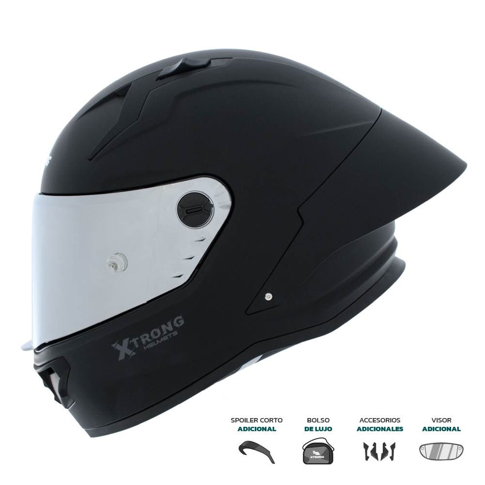 Casco XTR-352R1 SET ECE-2206 Xtrong negro mate SP negro-mate visor plateado XL | SKU16354