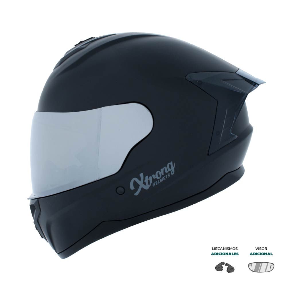 Casco XTR-M70 SET ECE-2206 Xtrong negro mate SP negro-humo visor plateado XL | SKU16577