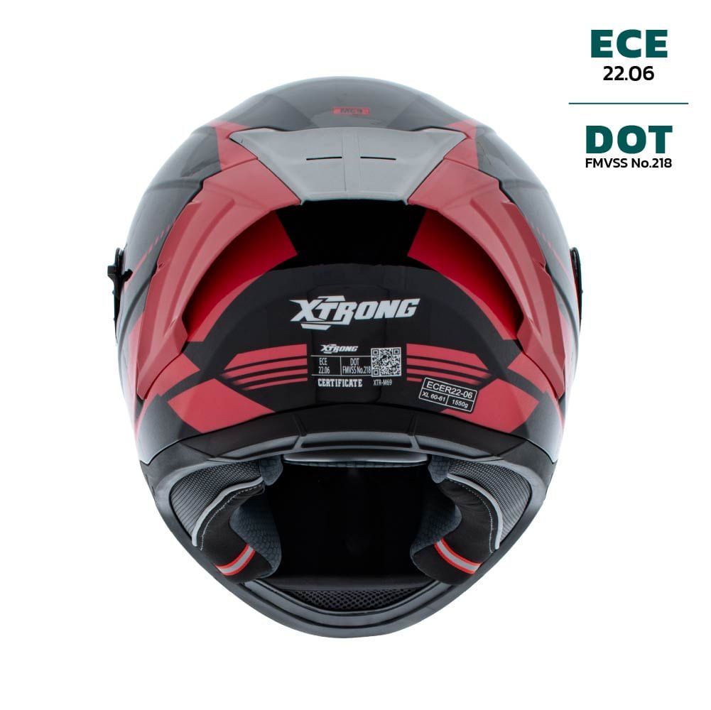 Casco XTR-M69 SET ECE-2206 Xtrong glitch rojo brillo visor rojo XL | SKU16609 - Imagen 3