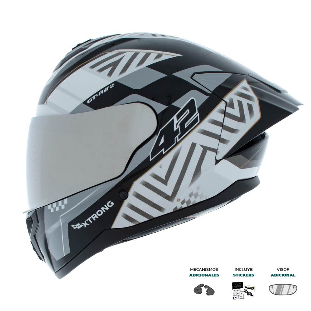 Casco XTR-M70 ECE-2206 Xtrong sprint gris brillo visor plateado L | SKU16875