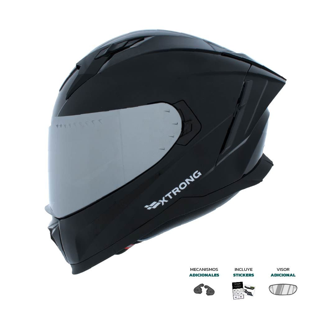 Casco XTR-M69 ECE-2206 Xtrong negro brillo SP negro-brillo visor plateado XL | SKU17142