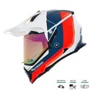 Casco XTR-902 ECE-2206 Xtrong misano ii blanco-naranja brillo visor rojo M | SKU17411