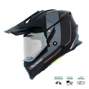 Casco XTR-902 ECE-2206 Xtrong misano ii negro-gris mate visor plateado XL | SKU17416