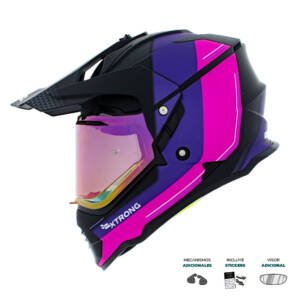 Casco XTR-902 ECE-2206 Xtrong misano ii negro-morado mate visor morado S | SKU17423