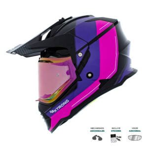 Casco XTR-902 ECE-2206 Xtrong misano ii negro-morado brillo visor morado M | SKU17426