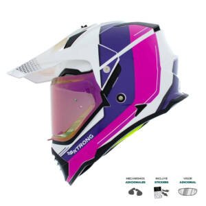 Casco XTR-902 ECE-2206 Xtrong misano ii blanco-morado brillo visor morado S | SKU17427