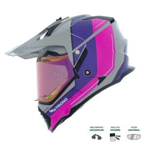 Casco XTR-902 ECE-2206 Xtrong misano ii gris-morado brillo visor morado S | SKU17429