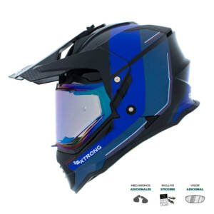 Casco XTR-902 ECE-2206 Xtrong misano ii negro-azul brillo visor azul L | SKU17432