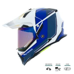 Casco XTR-902 ECE-2206 Xtrong misano ii blanco-azul brillo visor azul XL | SKU17436