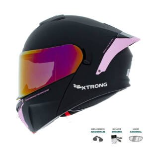 Casco XTR-PHANTOM ECE-2206 Xtrong storm negro-rosado mate visor morado M | SKU17506
