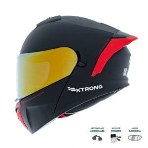 Casco XTR-PHANTOM ECE-2206 Xtrong storm negro-rojo mate visor rojo XL | SKU17519