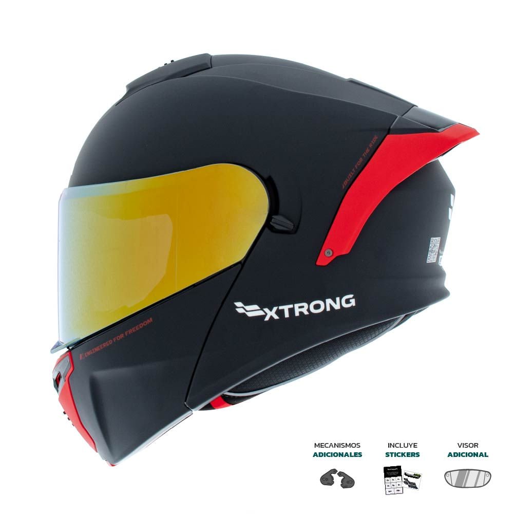 Casco XTR-PHANTOM ECE-2206 Xtrong storm negro-rojo mate visor rojo M | SKU17517