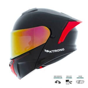 Casco XTR-PHANTOM ECE-2206 Xtrong storm negro-rojo brillo visor rojo XL | SKU17522