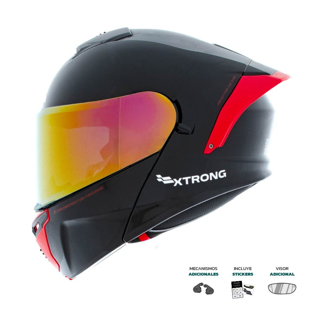Casco XTR-PHANTOM ECE-2206 Xtrong storm negro-rojo brillo visor rojo L | SKU17521
