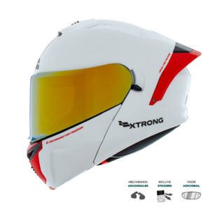 Casco XTR-PHANTOM ECE-2206 Xtrong storm blanco-rojo brillo visor rojo XL | SKU17525