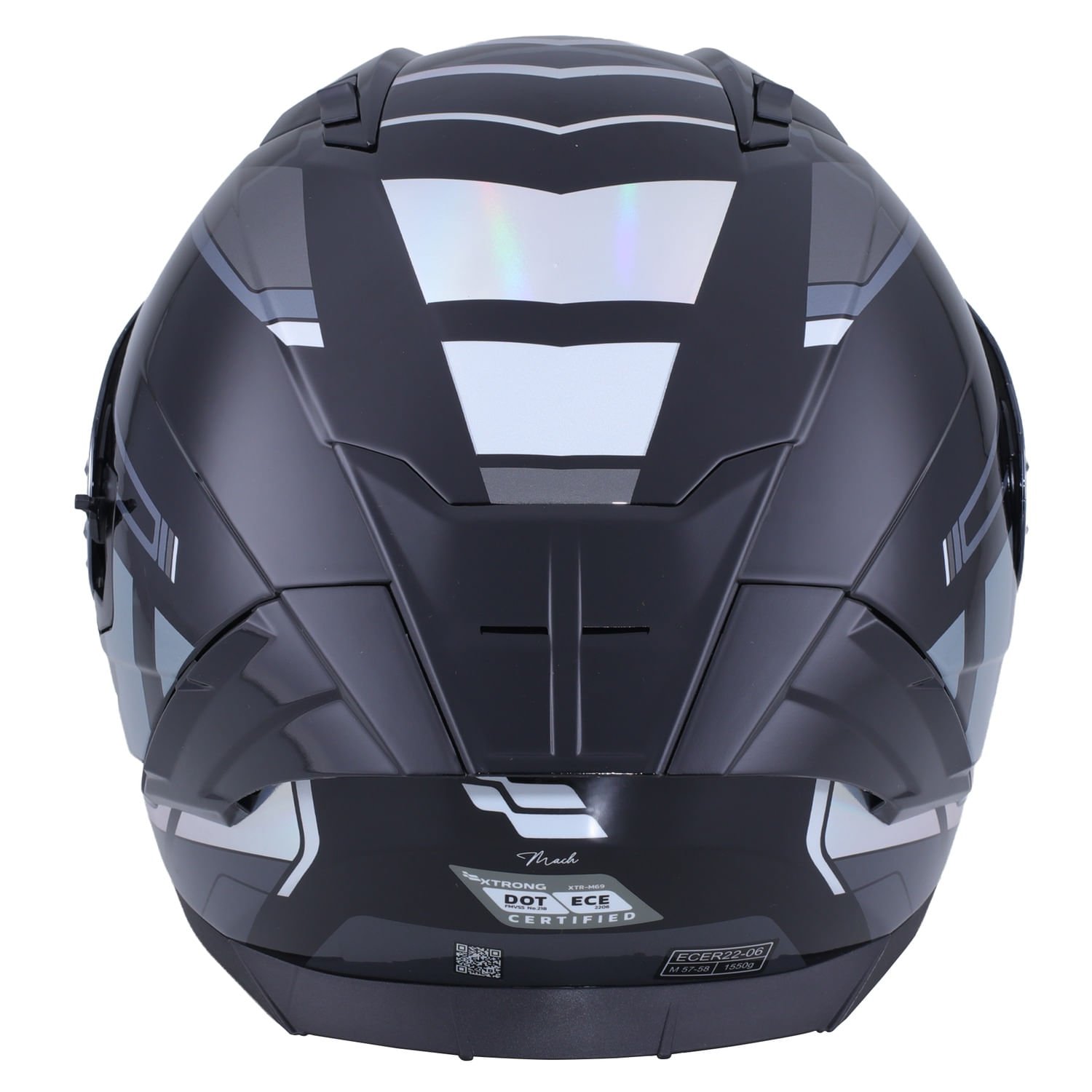 XTR-M69 ECE-2206 XTRONG MACH 1 NEGRO-IRIS BRILLO VISOR PLATEADO XL | SKU17470 - Imagen 2