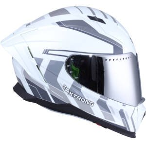 XTR-M69 ECE-2206 XTRONG MACH 1 BLANCO-GRIS BRILLO VISOR PLATEADO L | SKU17472