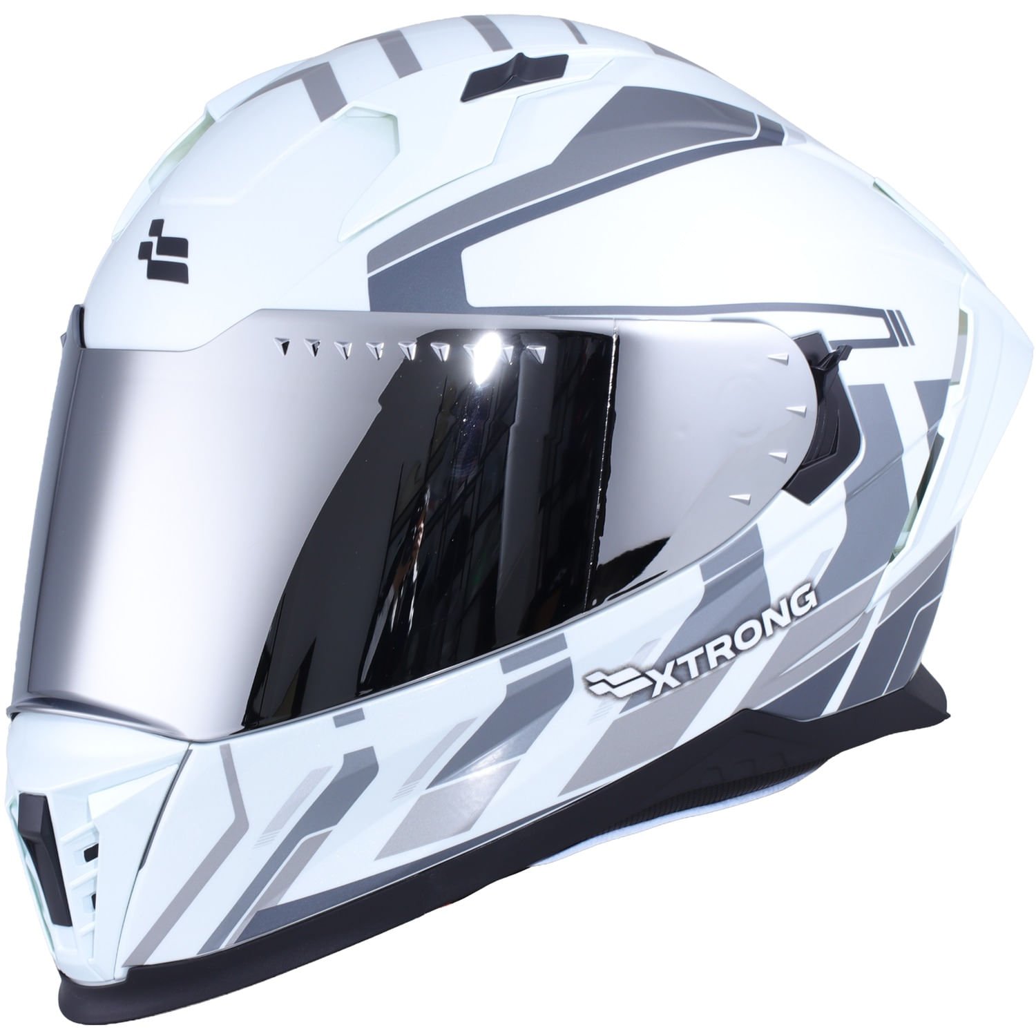 XTR-M69 ECE-2206 XTRONG MACH 1 BLANCO-GRIS BRILLO VISOR PLATEADO L | SKU17472 - Imagen 3