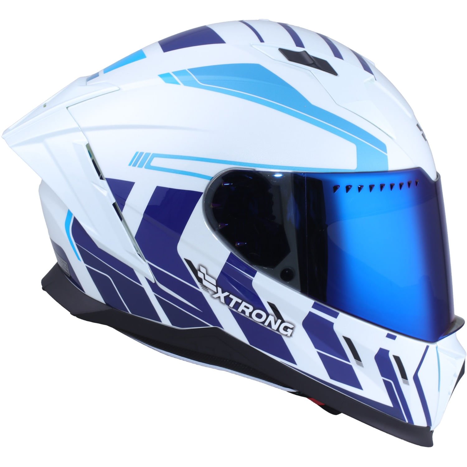 XTR-M69 ECE-2206 XTRONG MACH 1 BLANCO-AZUL BRILLO VISOR AZUL L | SKU17477